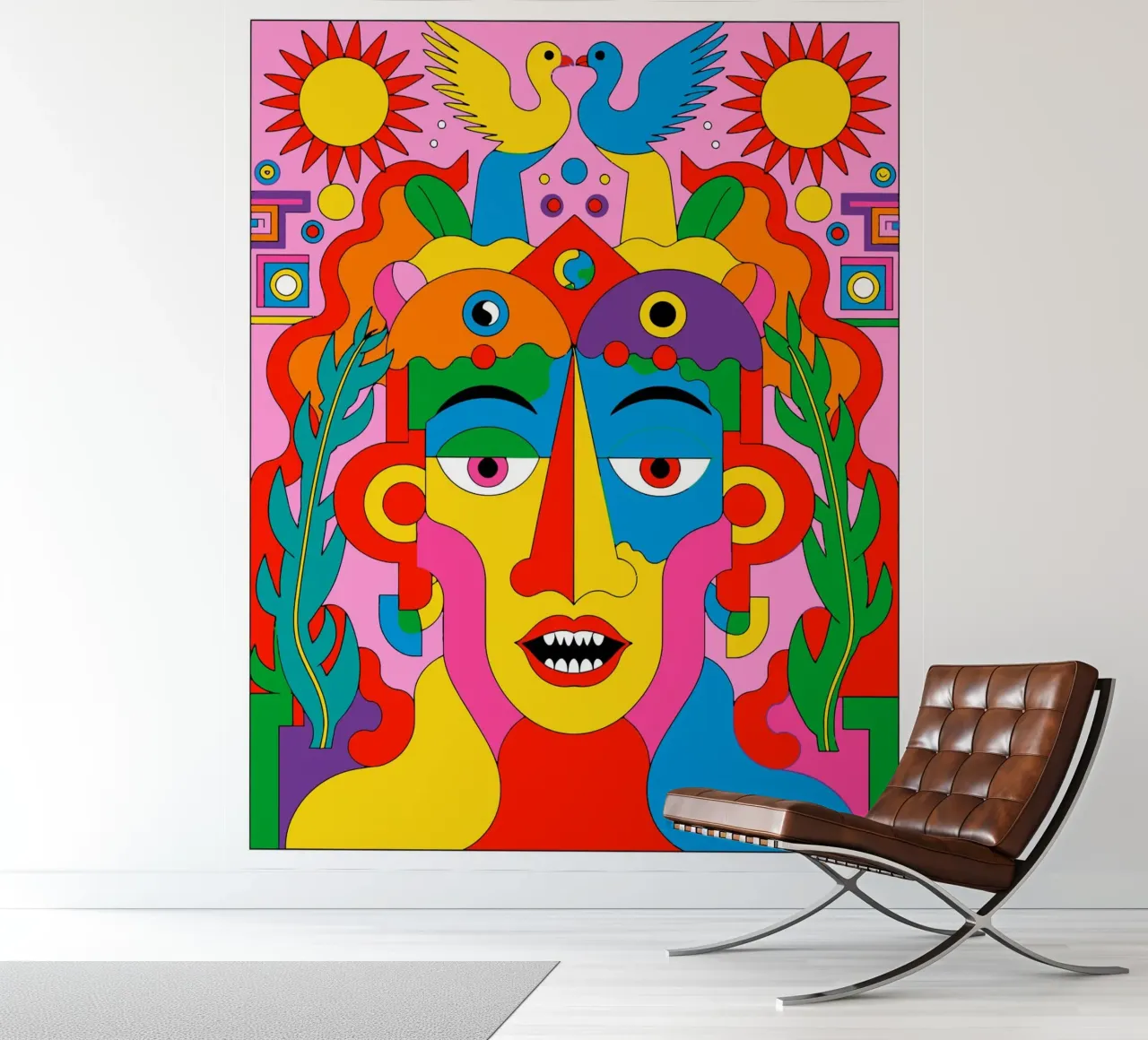 Abstract Tribal  Colorful Portrait fotobehang van Signorino
