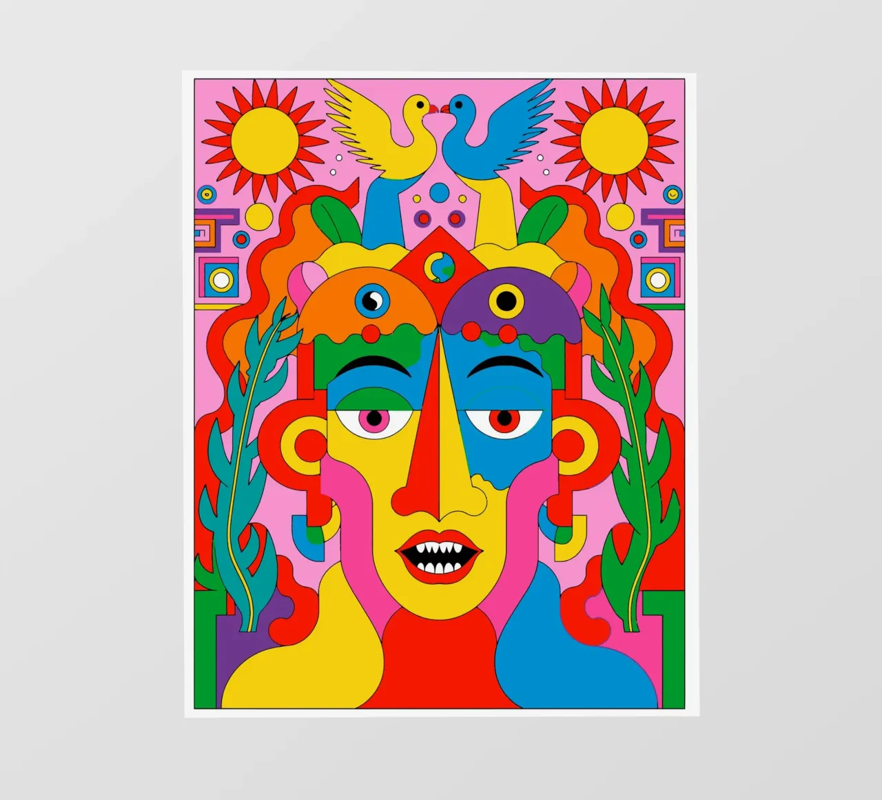 Abstract Tribal  Colorful Portrait fotobehang van Signorino