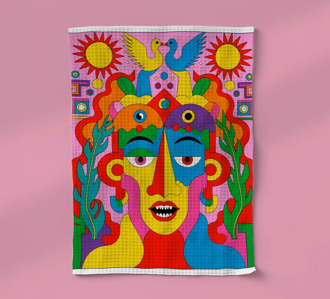 Abstract Tribal  Colorful Portrait canovaccio da cucina da Signorino