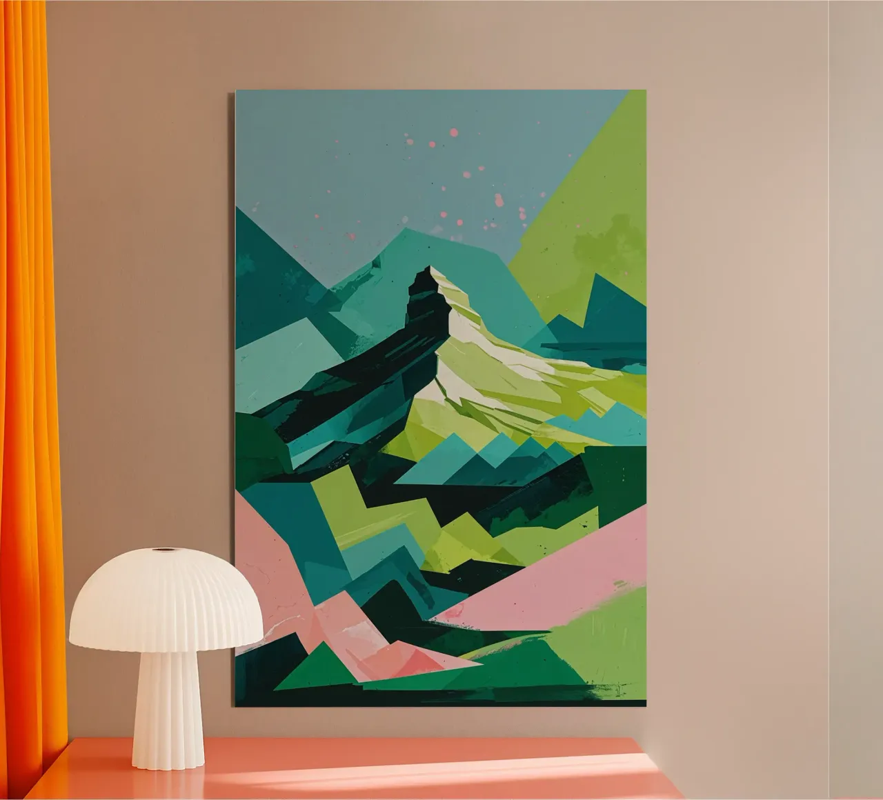 Abstract Geometric Mountain Scene alluminio dibond da AlbertKlee