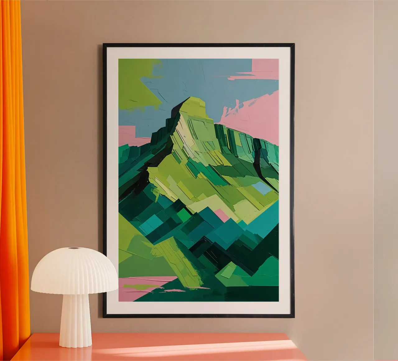 Geometric Peak with Pastel Tones poster con telaio in alluminio da AlbertKlee