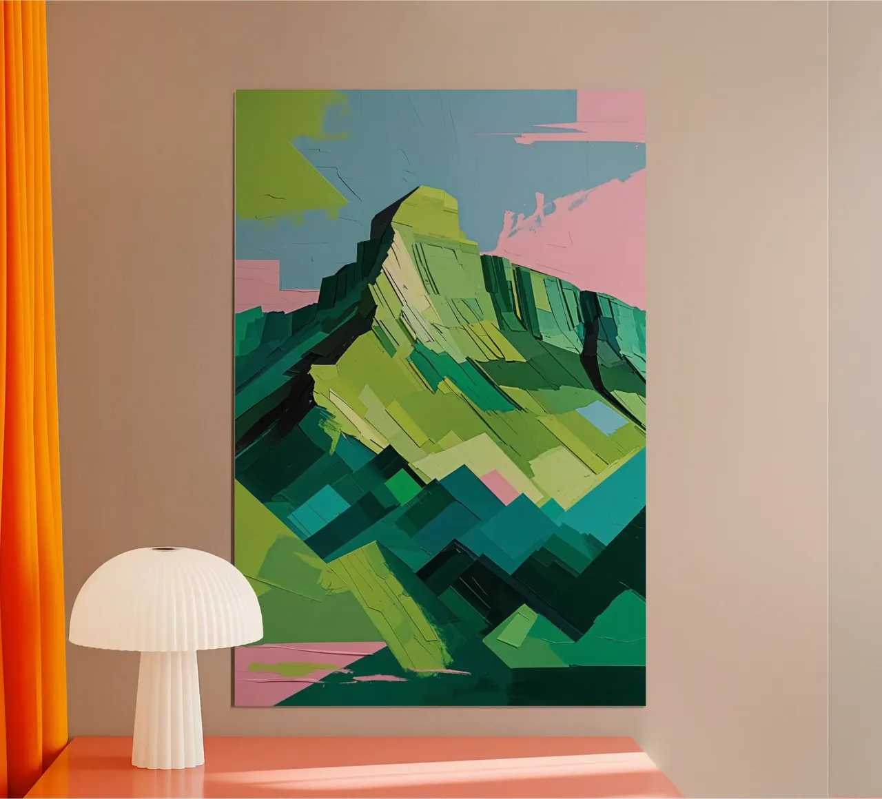 Geometric Peak with Pastel Tones poster con telaio in alluminio da AlbertKlee