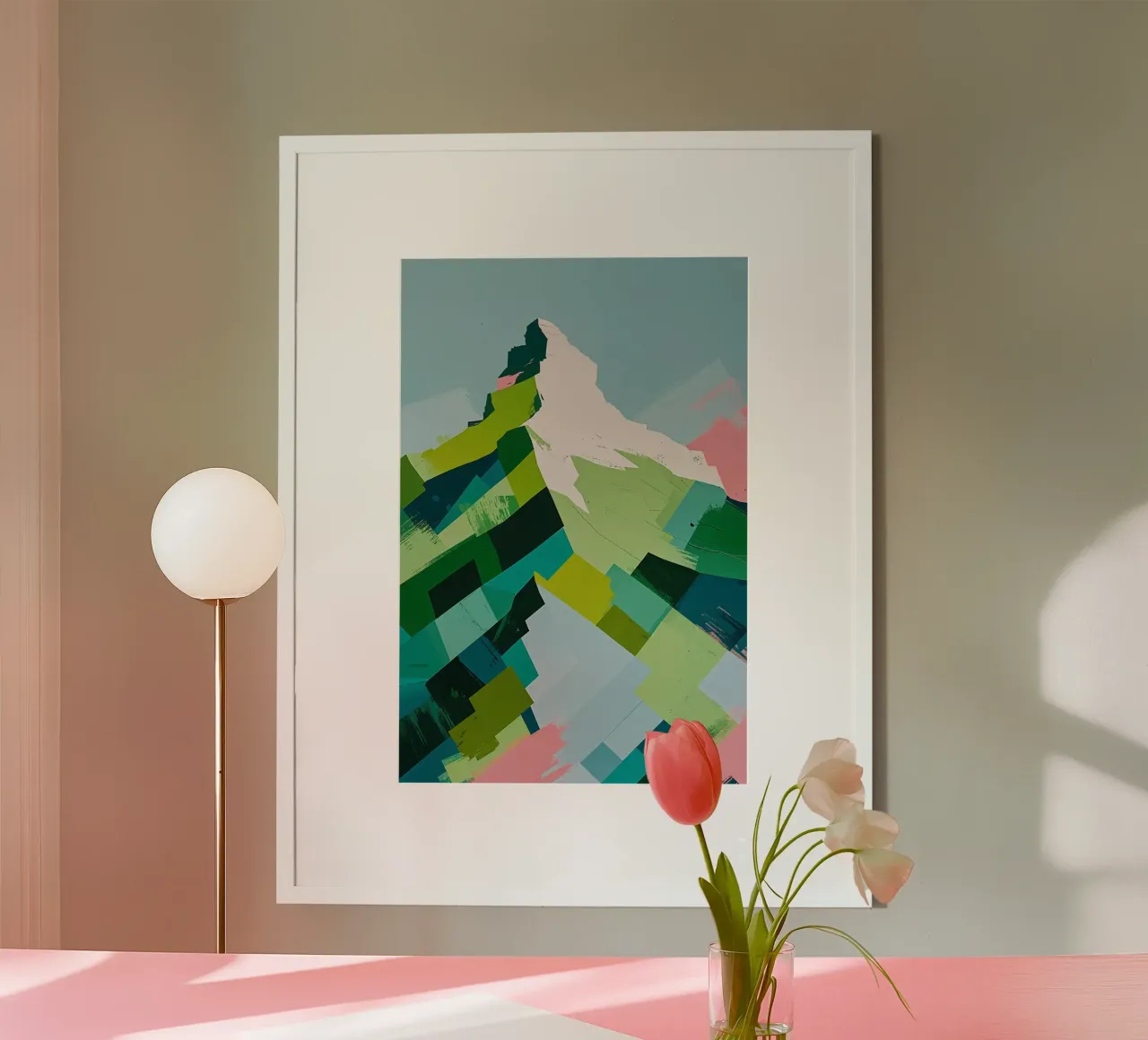 Dynamic Mountain Layers in Abstract poster con telaio in legno da AlbertKlee