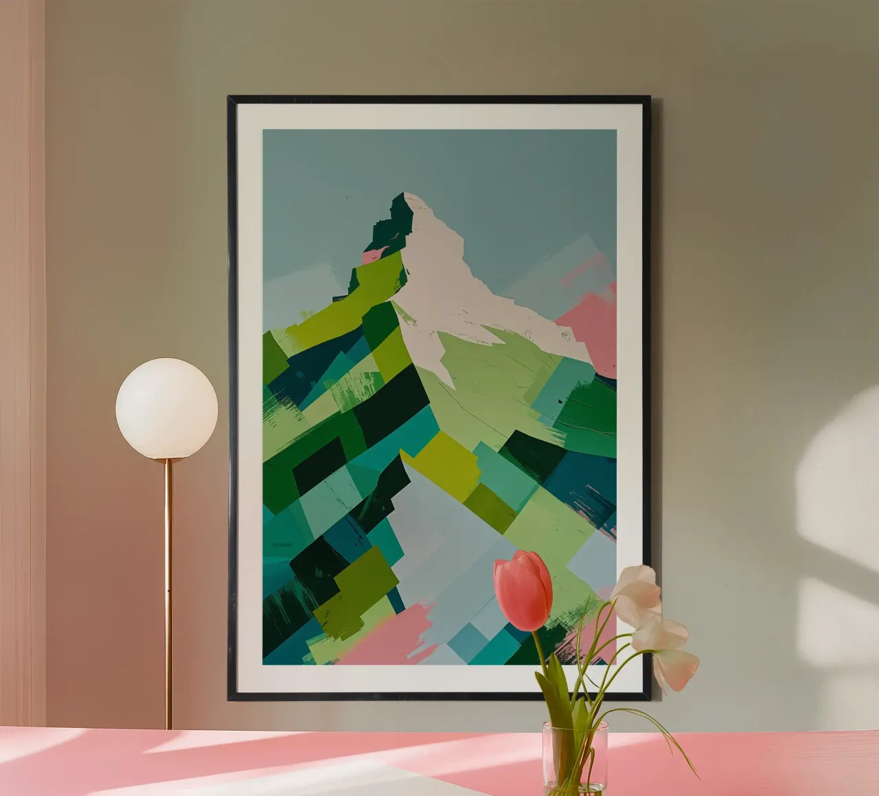 Dynamic Mountain Layers in Abstract Poster von AlbertKlee