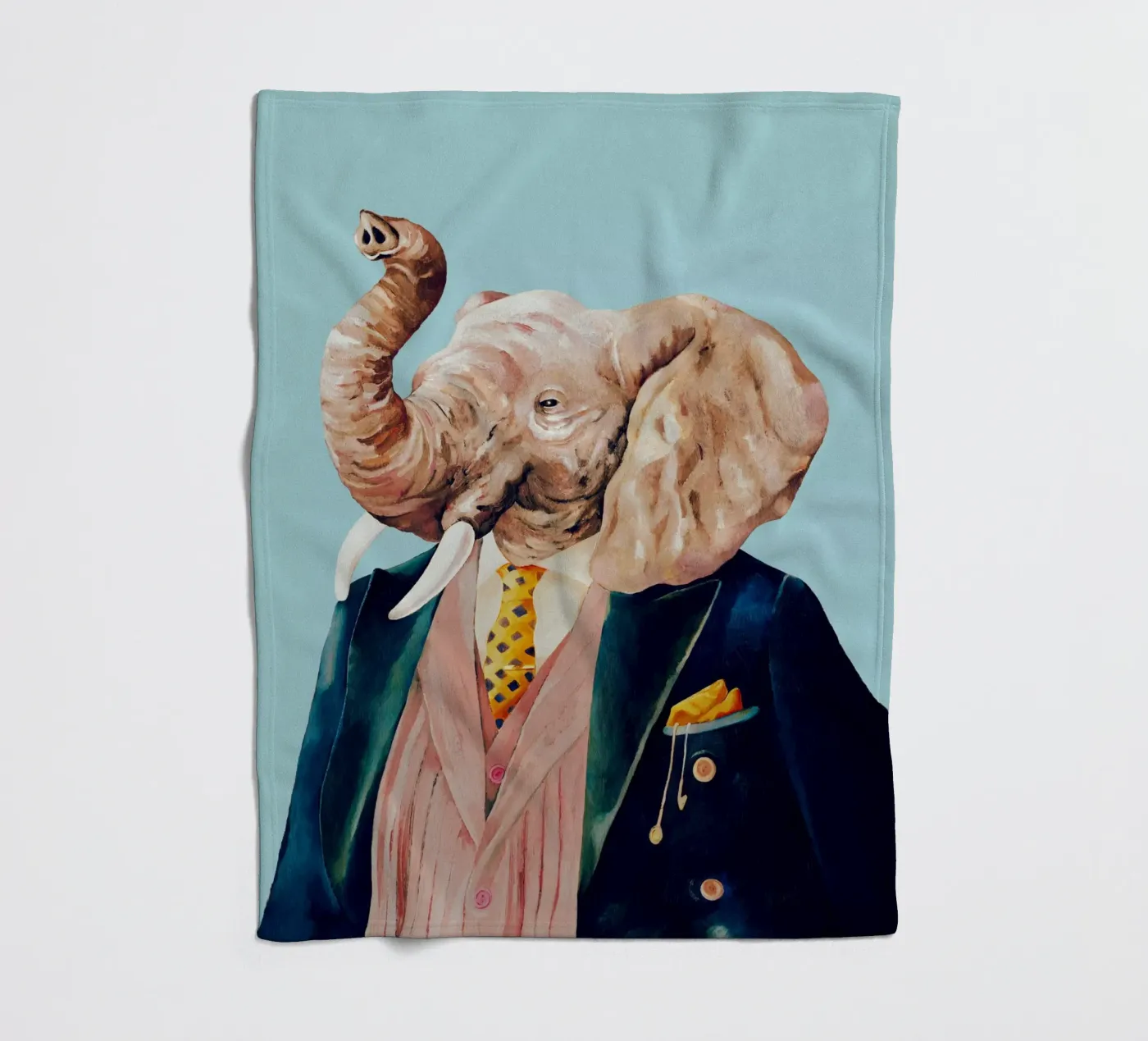 Dapper Elephant fleece blanket by Animal Crew
