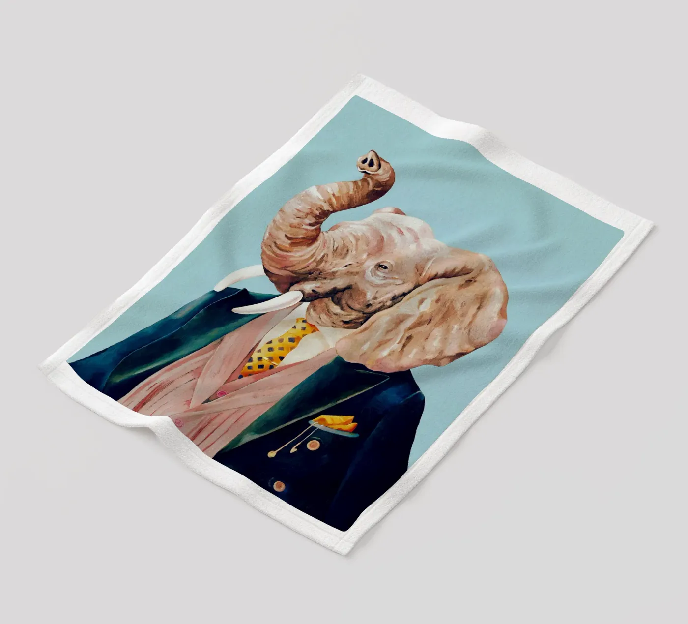 Dapper Elephant fleece blanket by Animal Crew