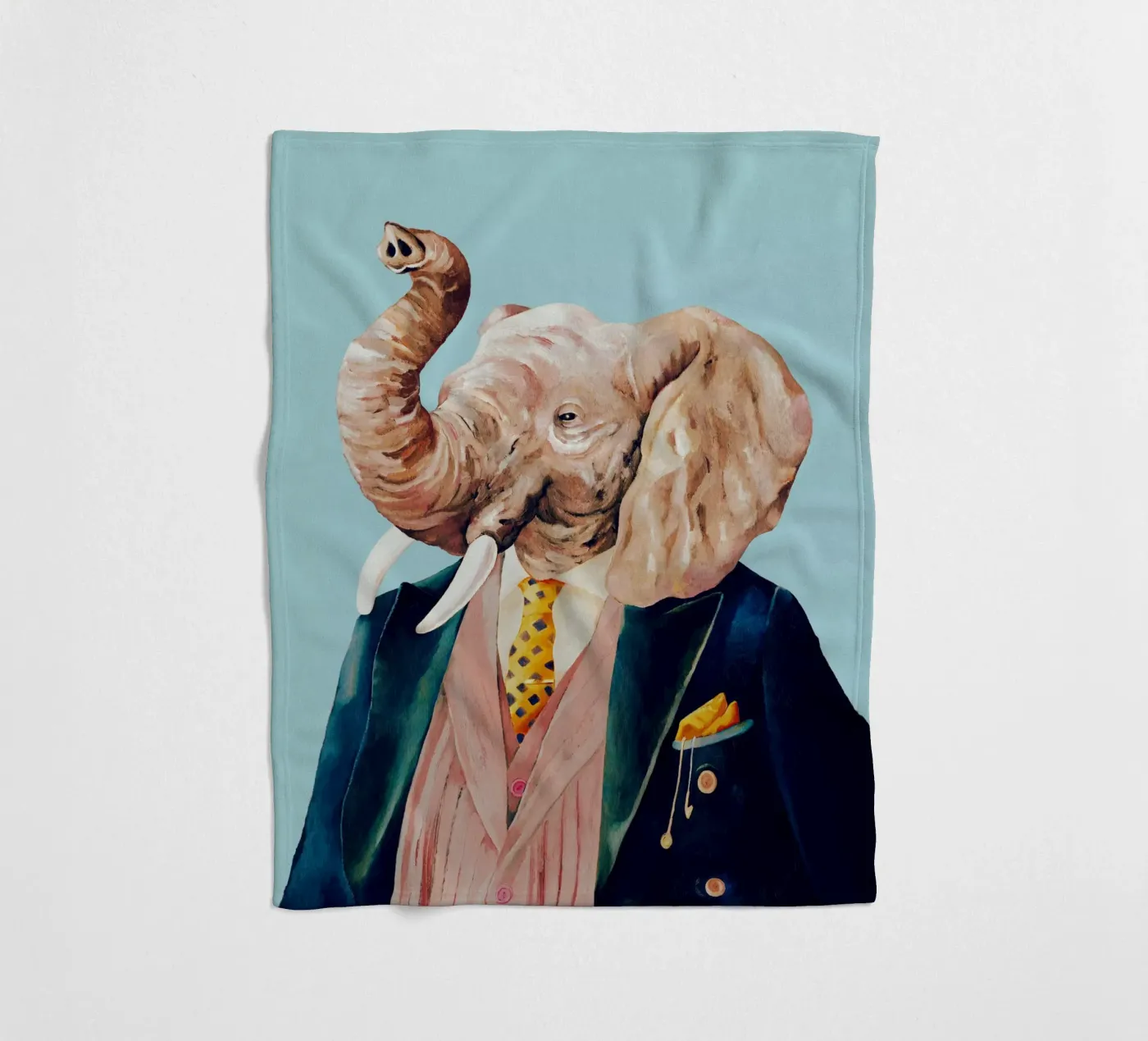Dapper Elephant fleece blanket by Animal Crew