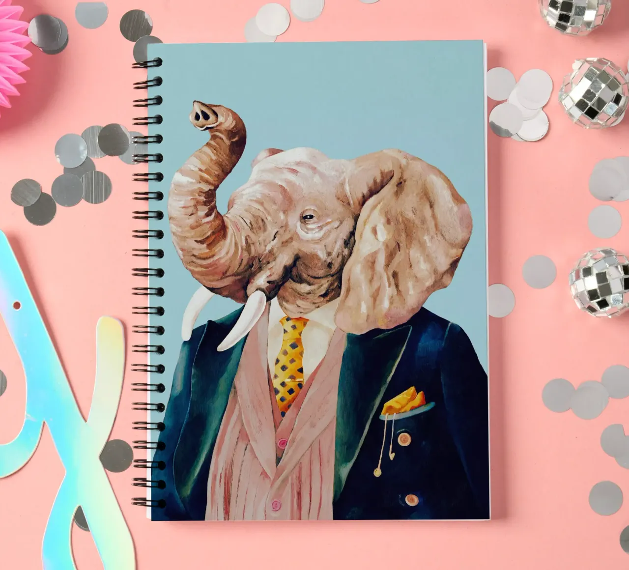 Dapper Elephant spiral notebook by Animal Crew