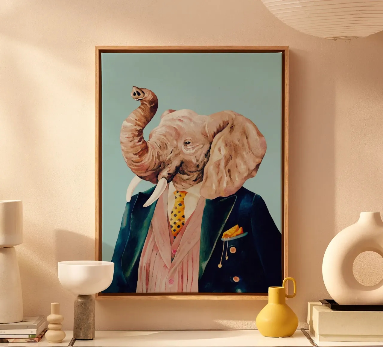 Elefante elegante tela con Cornice a cassetta da Animal Crew