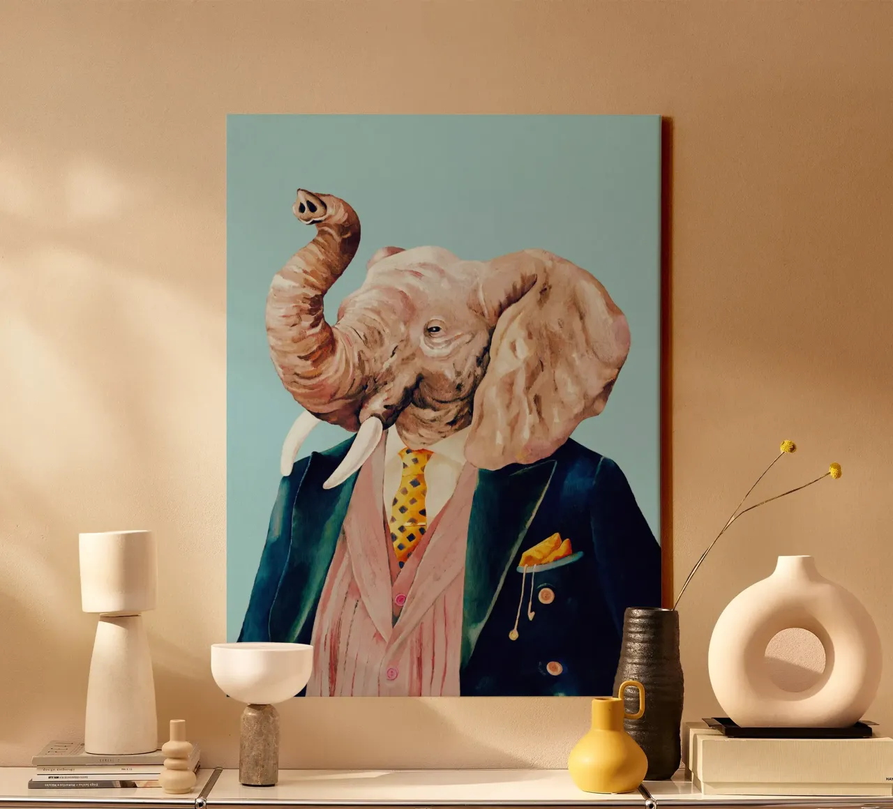Dapper Elephant canvas by Animal Crew