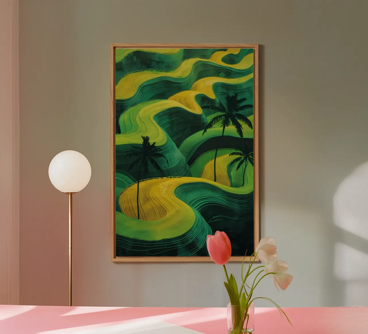 Golden Waves of Green Terraces Alu-Dibond von AlbertKlee