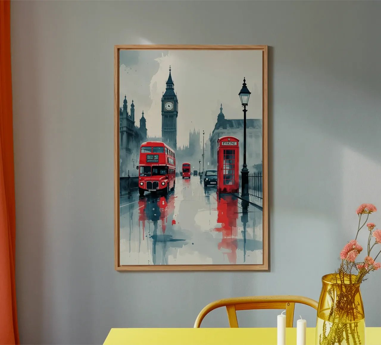 London Rain: Iconic Red alluminio dibond da AlbertKlee