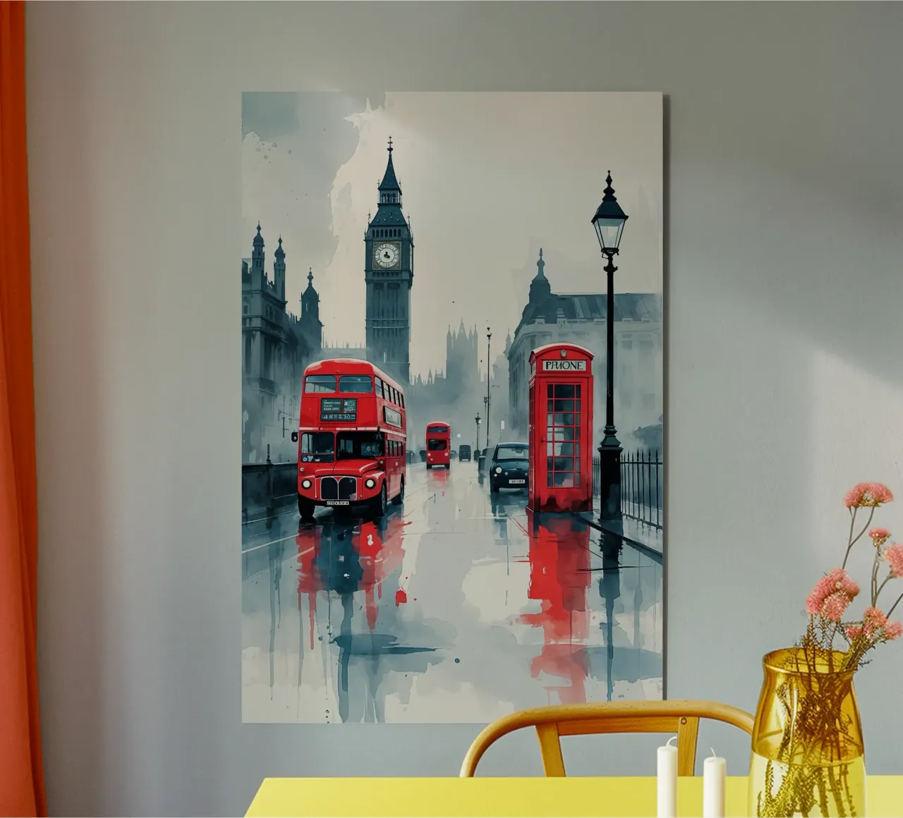 London Rain: Iconic Red alluminio dibond da AlbertKlee