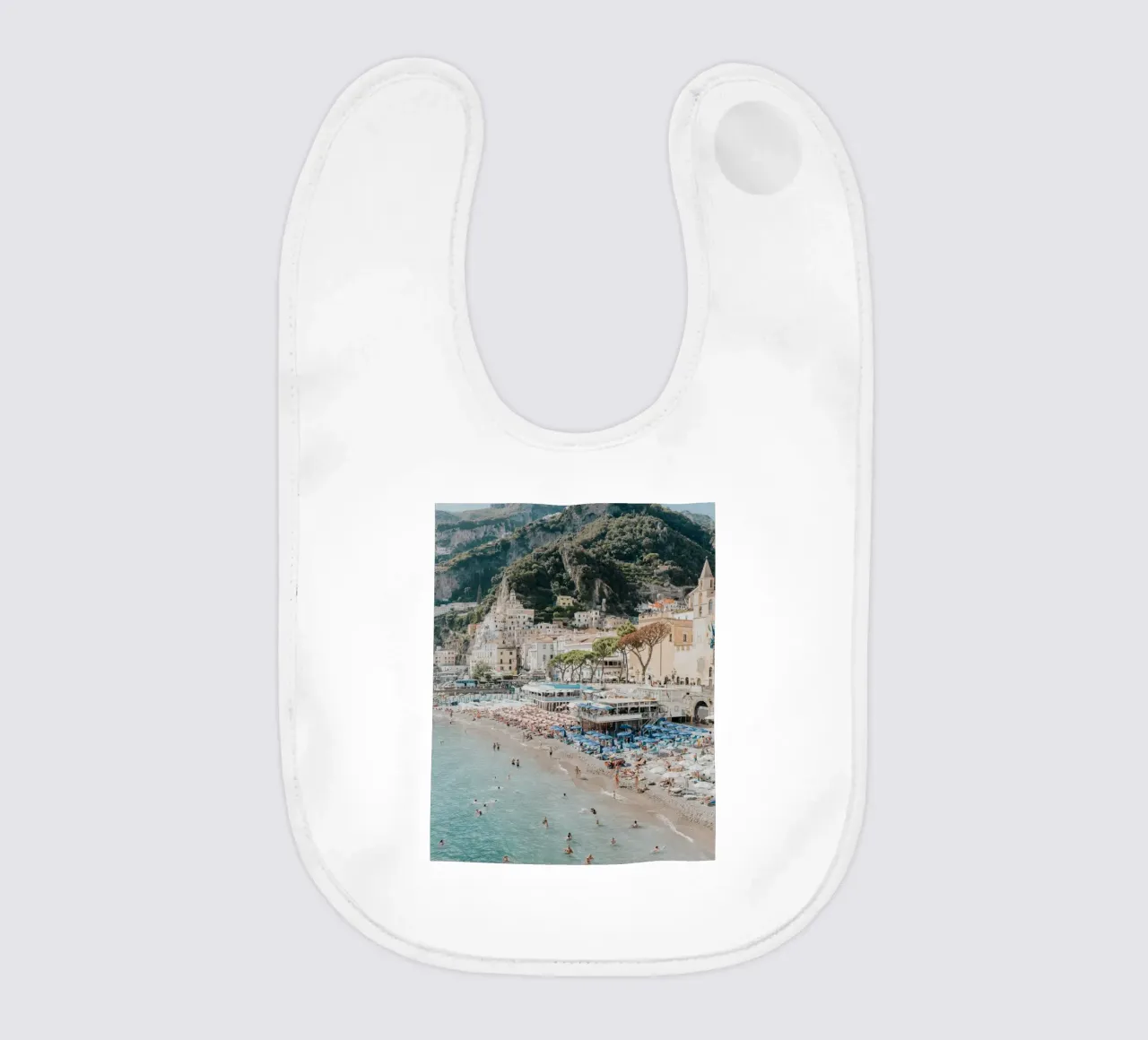 Positano Amalfi Coast Print, La Dolce Vita Travel Photograph baby bib by TheTravelClub
