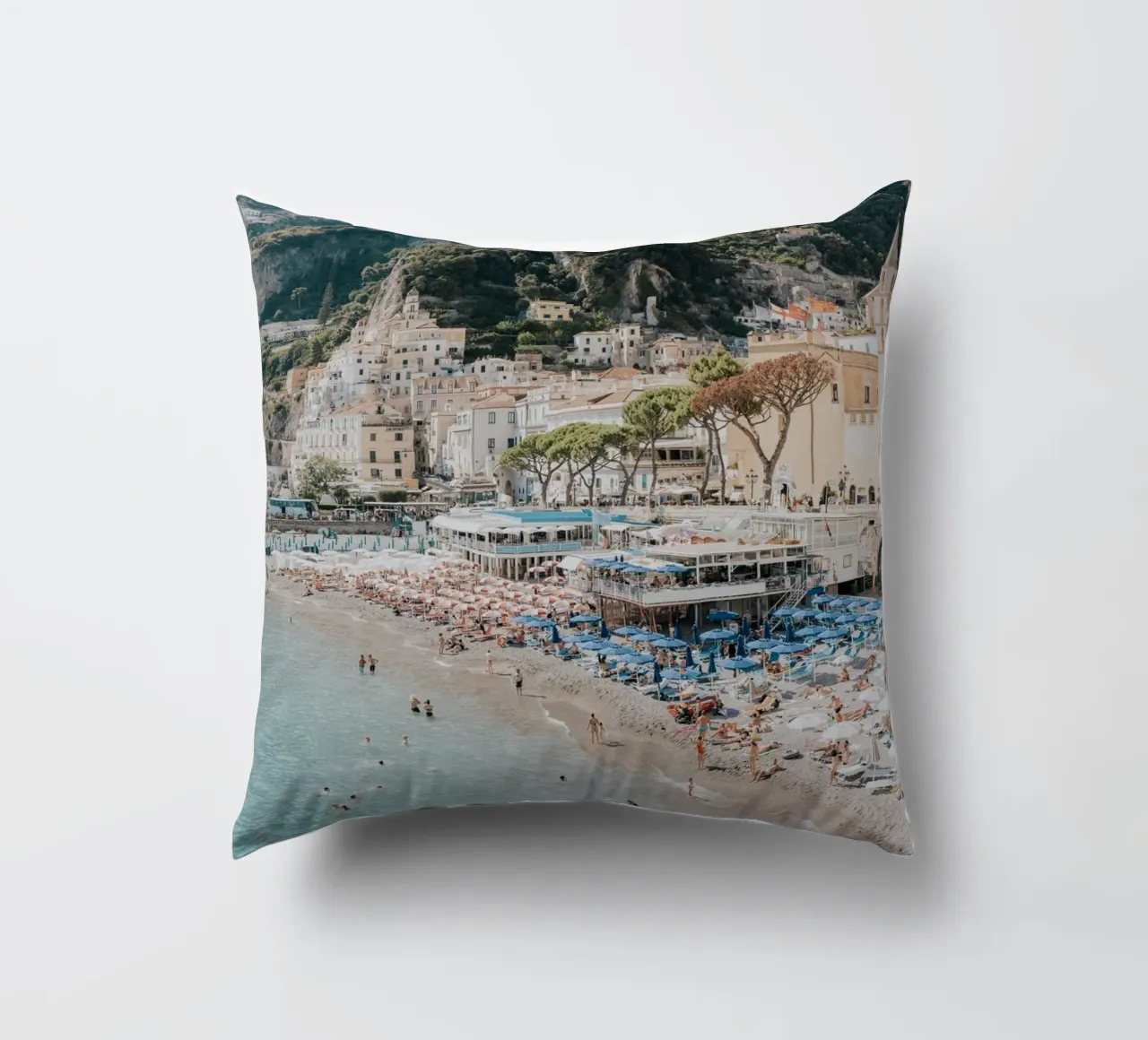 Positano Amalfi Coast Print, La Dolce Vita Travel Photograph decorative cushion by TheTravelClub