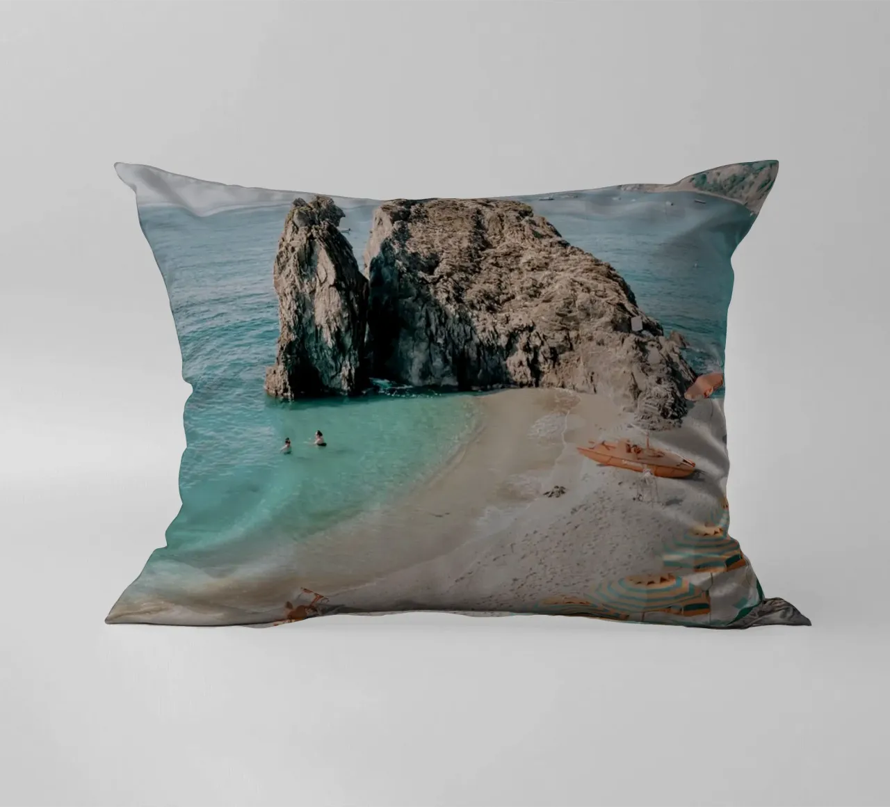 Monterosso beach, Cinque Terre Italy decorative cushion by TheTravelClub