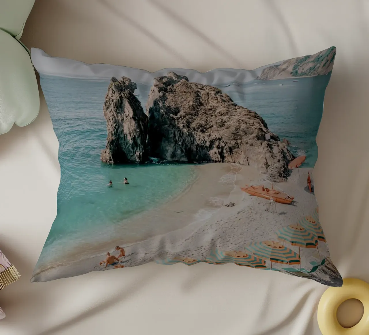 Monterosso beach, Cinque Terre Italy decorative cushion by TheTravelClub