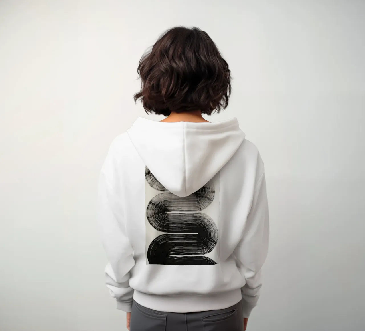 Curve infinite - Astrazione monocromatica felpa con cappuccio da Kunst und Kontrast