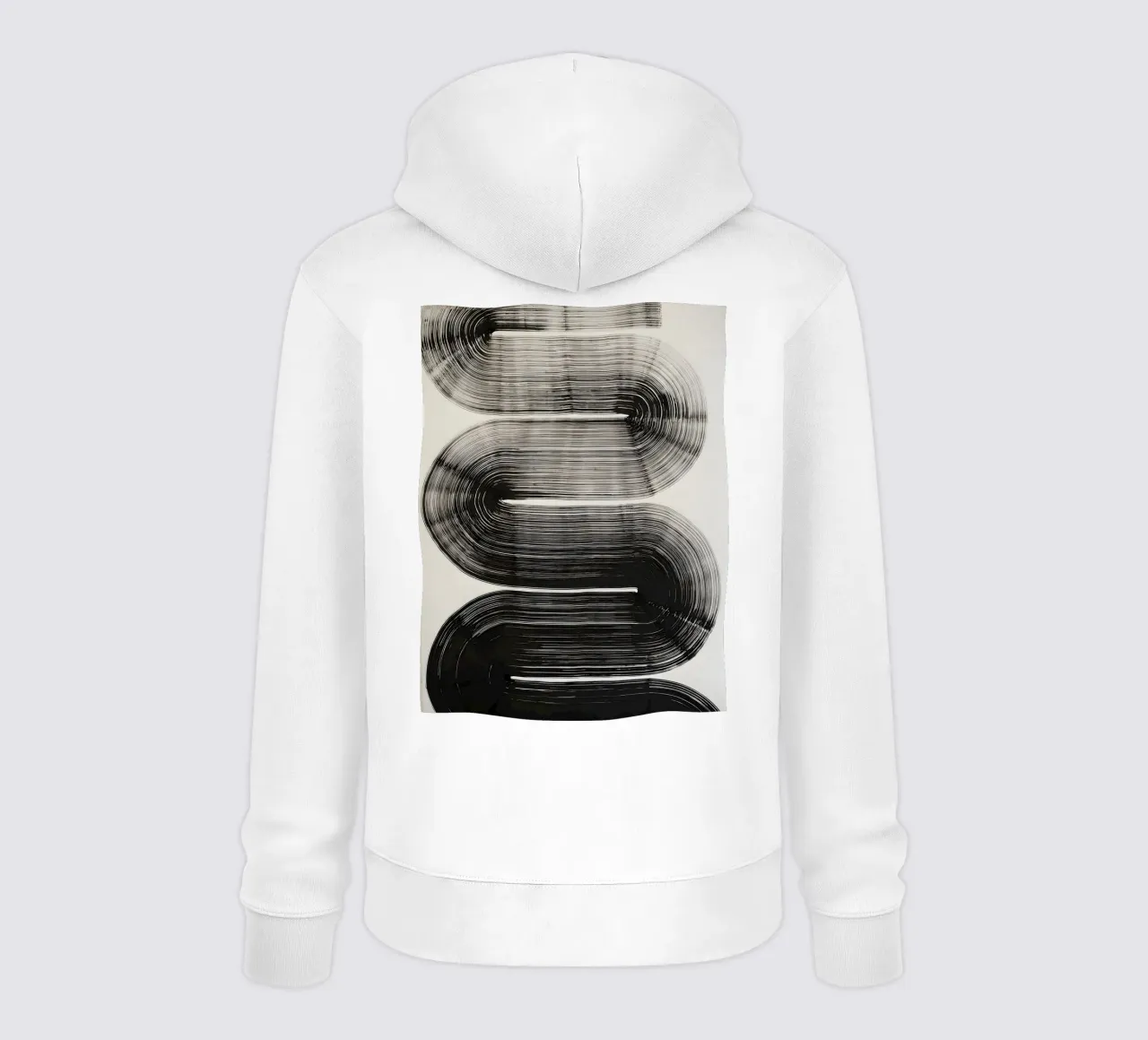 Curve infinite - Astrazione monocromatica felpa con cappuccio da Kunst und Kontrast