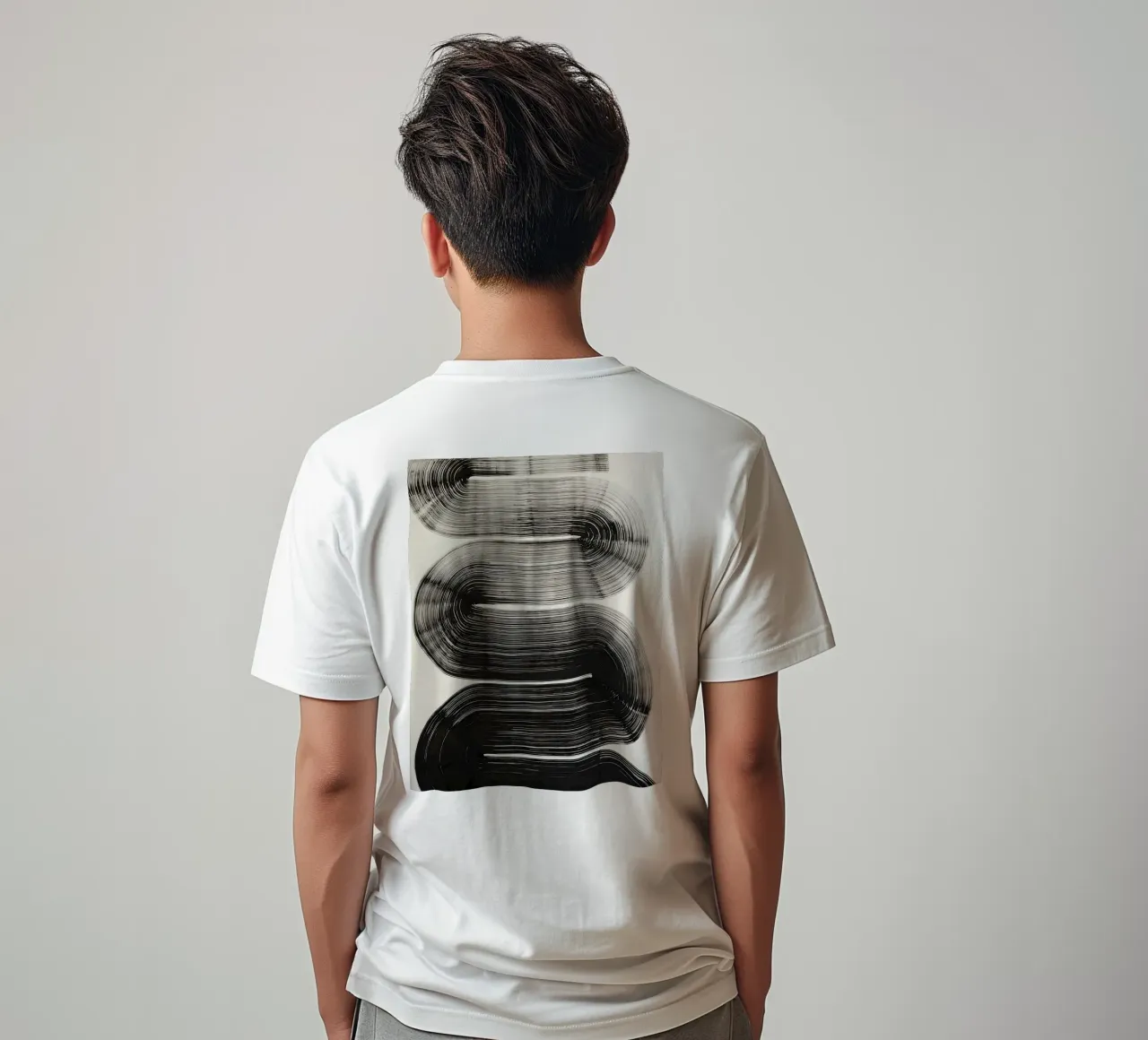 Curve infinite - Astrazione monocromatica t-shirt da Kunst und Kontrast