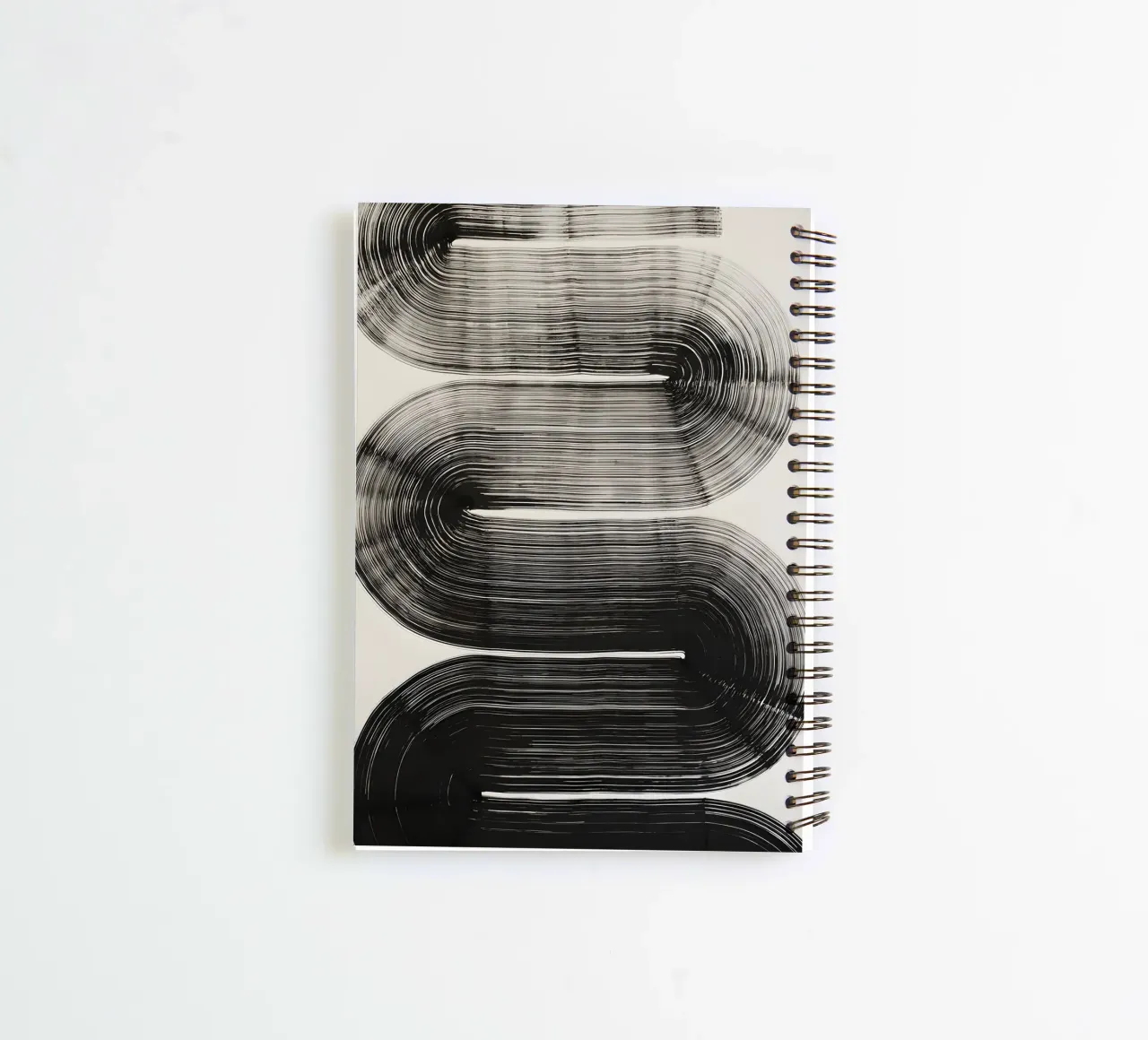 Endless curves - Monochrome abstraction spiral notebook by Kunst und Kontrast