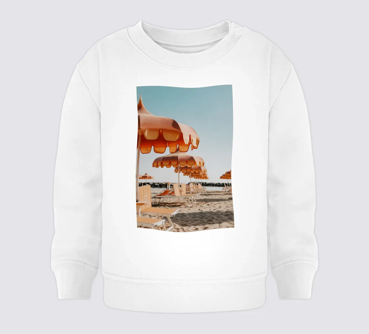 Retro Italian Beach Print, Umbrella Beach Poster felpa neonato da TheTravelClub