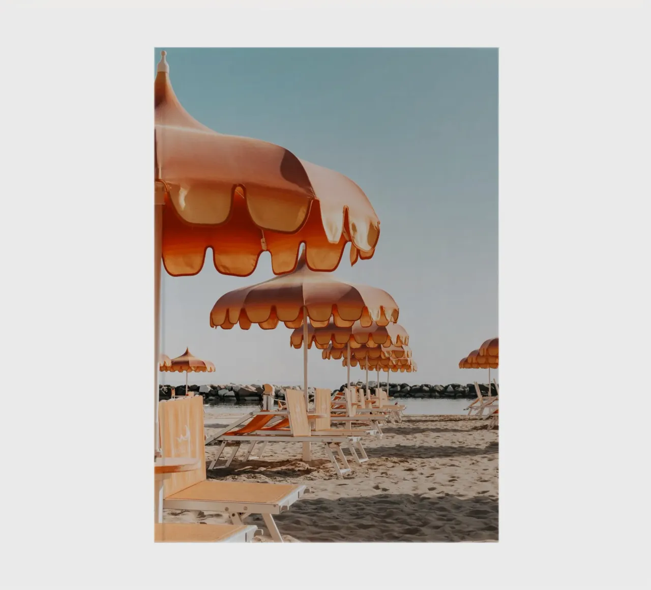Retro Italian Beach Print, Umbrella Beach Poster notebook by TheTravelClub