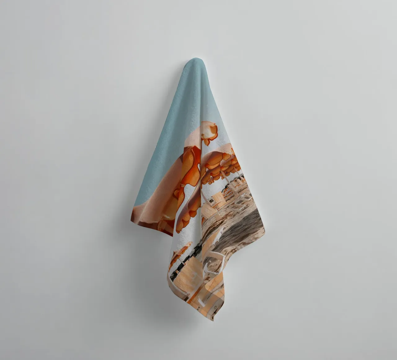 Retro Italian Beach Print, Umbrella Beach Poster towel by TheTravelClub
