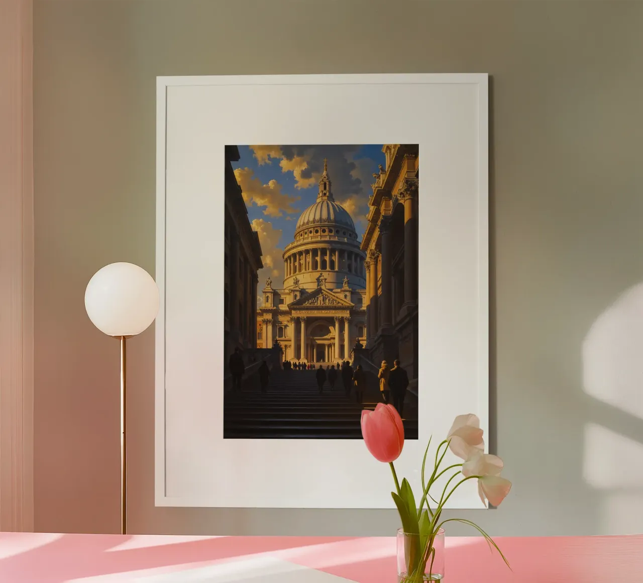 Golden Elegance: St. Paul's in the Morning Light poster con telaio in alluminio da AlbertKlee