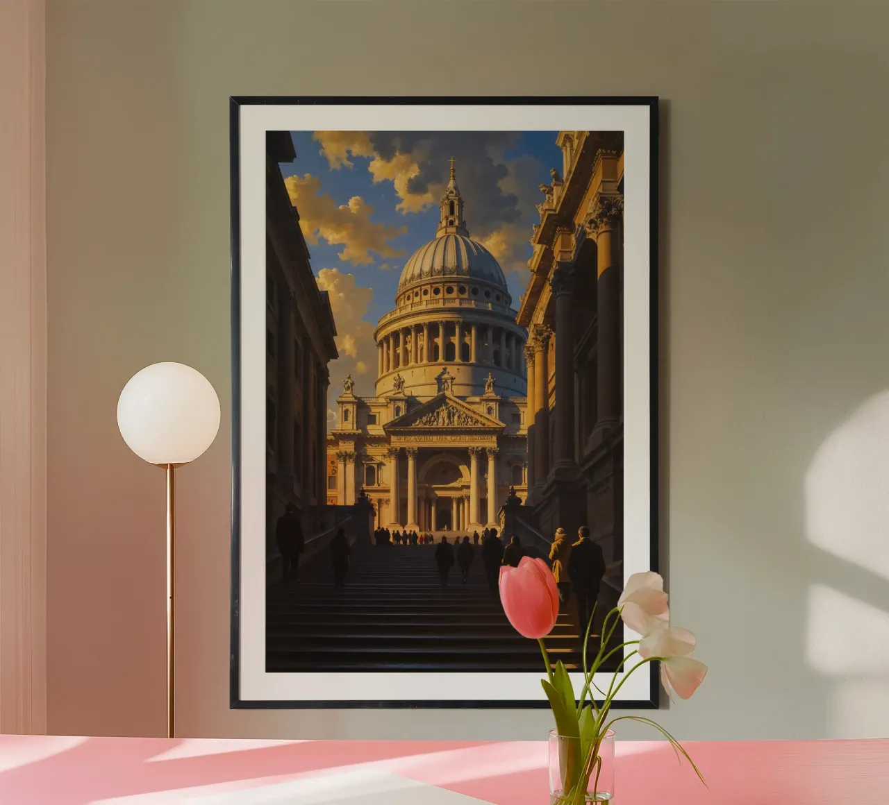 Golden Elegance: St. Paul's in the Morning Light poster con telaio in alluminio da AlbertKlee
