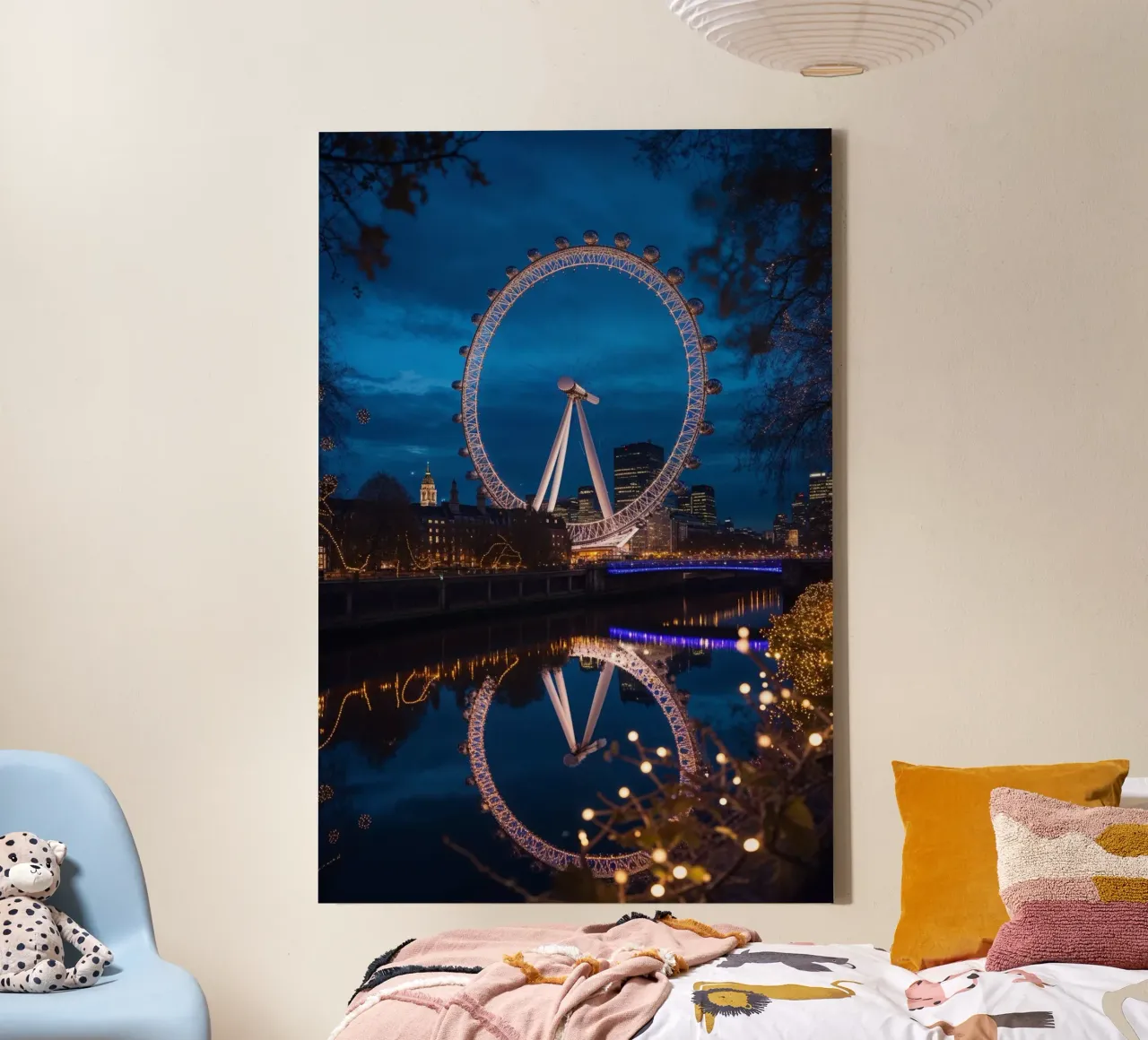 Twilight Reflection of the London Eye tela con Cornice a cassetta da AlbertKlee