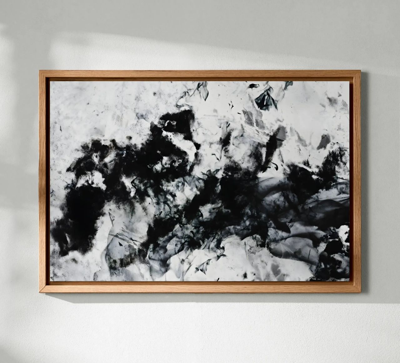 Abstrakte Rauchtextur in Schwarz-Weiß Leinwand von Kunst und Kontrast