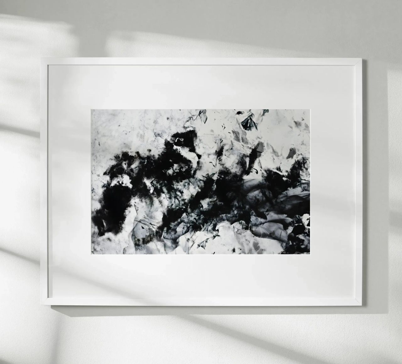 Abstrakte Rauchtextur in Schwarz-Weiß Hahnemühle von Kunst und Kontrast