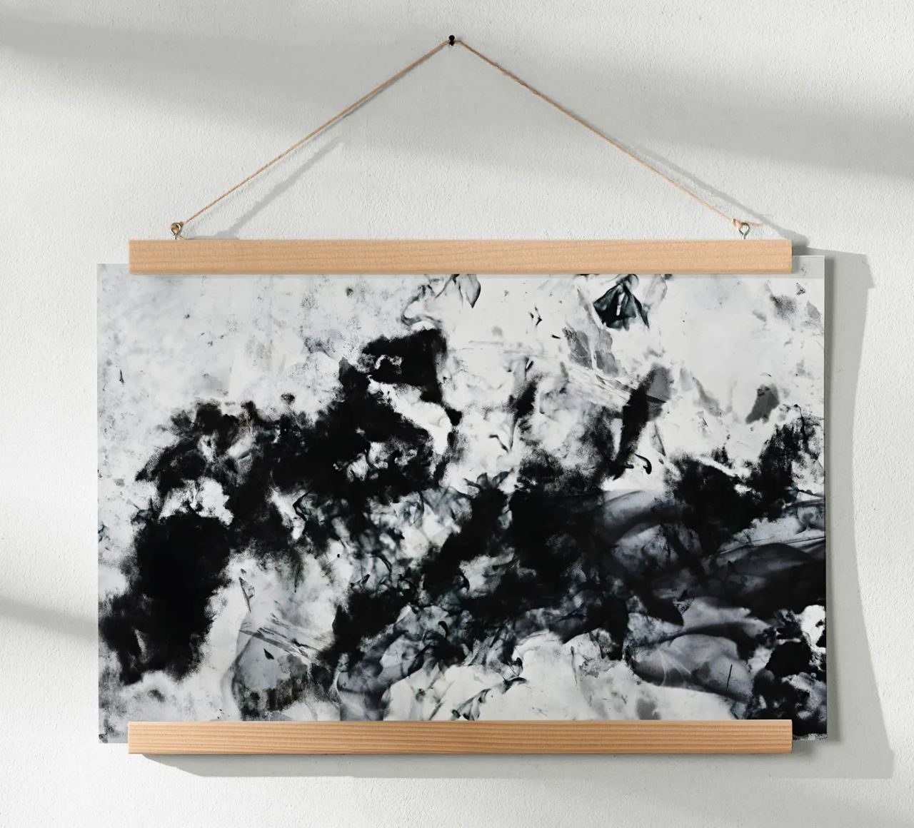 Abstrakte Rauchtextur in Schwarz-Weiß Hahnemühle von Kunst und Kontrast