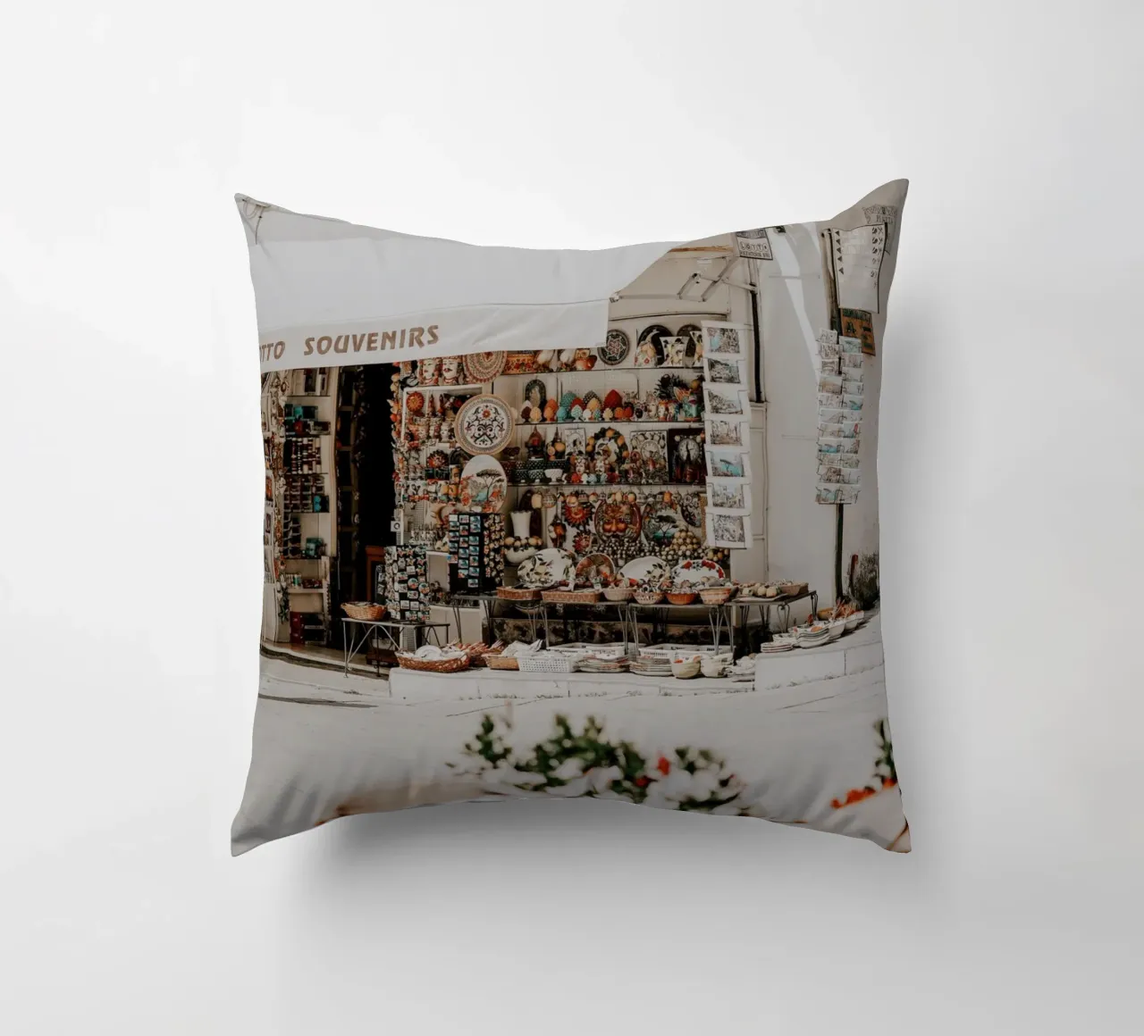 Italian Life, Italy Store, La Dolce Vita, Wall Aer Print decorative cushion by TheTravelClub