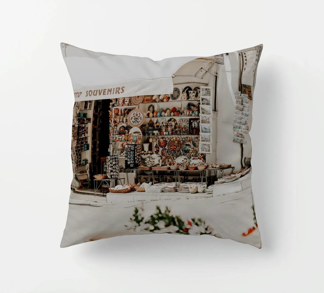 Italian Life, Italy Store, La Dolce Vita, Wall Aer Print decorative cushion by TheTravelClub