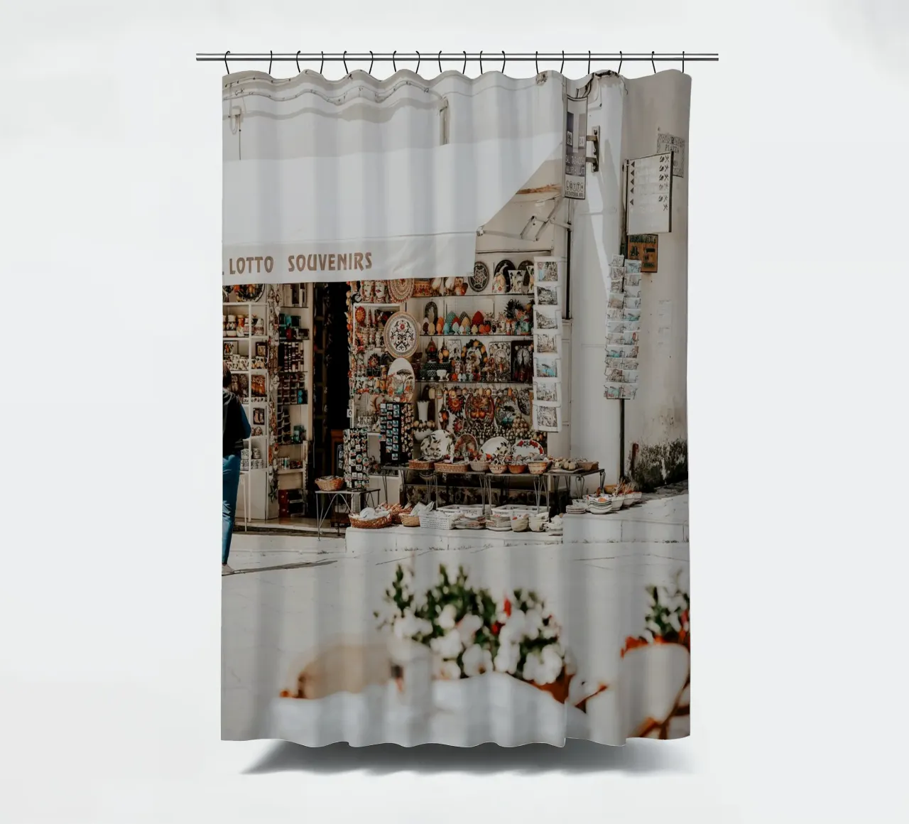 Italian Life, Italy Store, La Dolce Vita, Wall Aer Print shower curtain by TheTravelClub