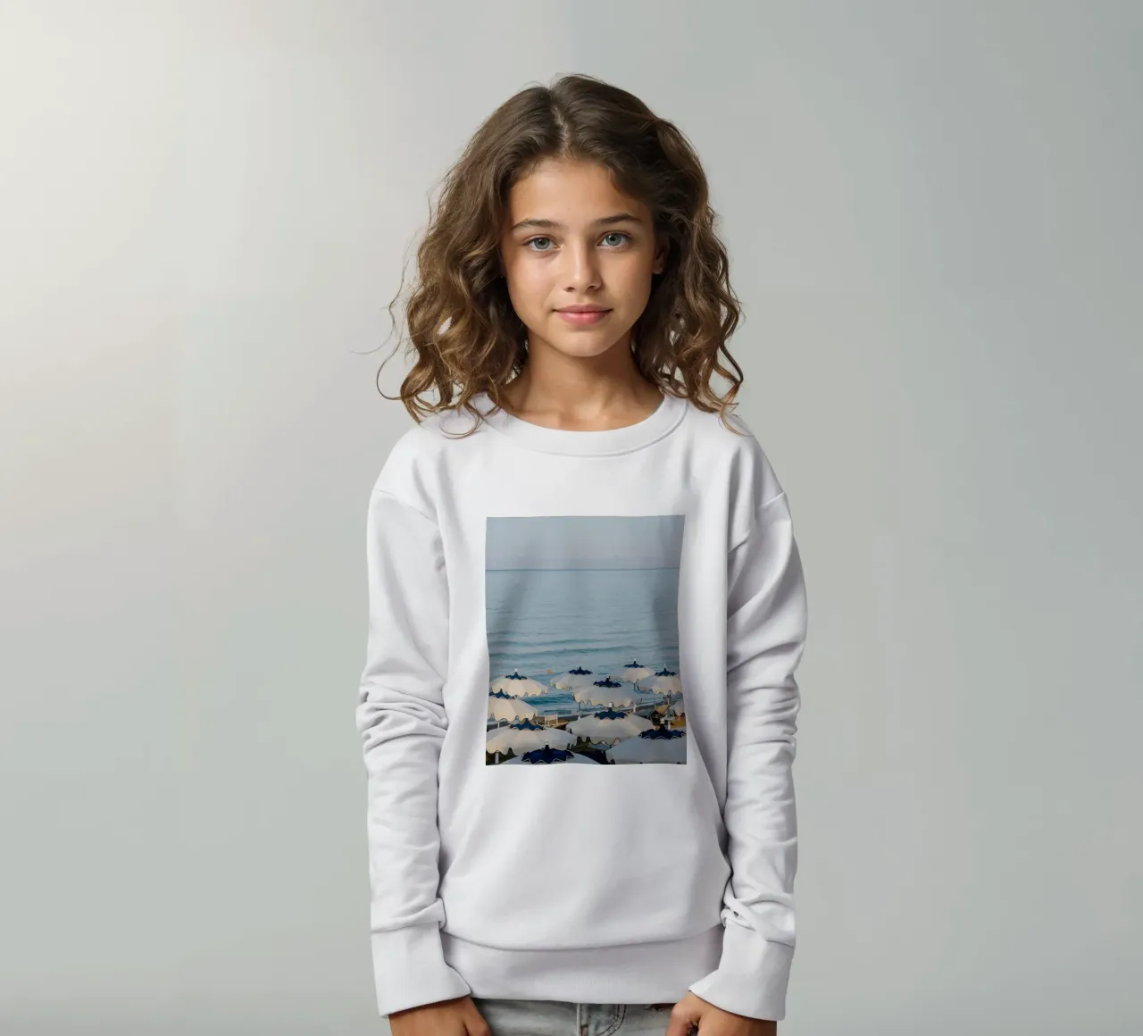 Italian Beach Umbrellas, La Dolce Vita, Summer in Europe kids sweatshirt by TheTravelClub