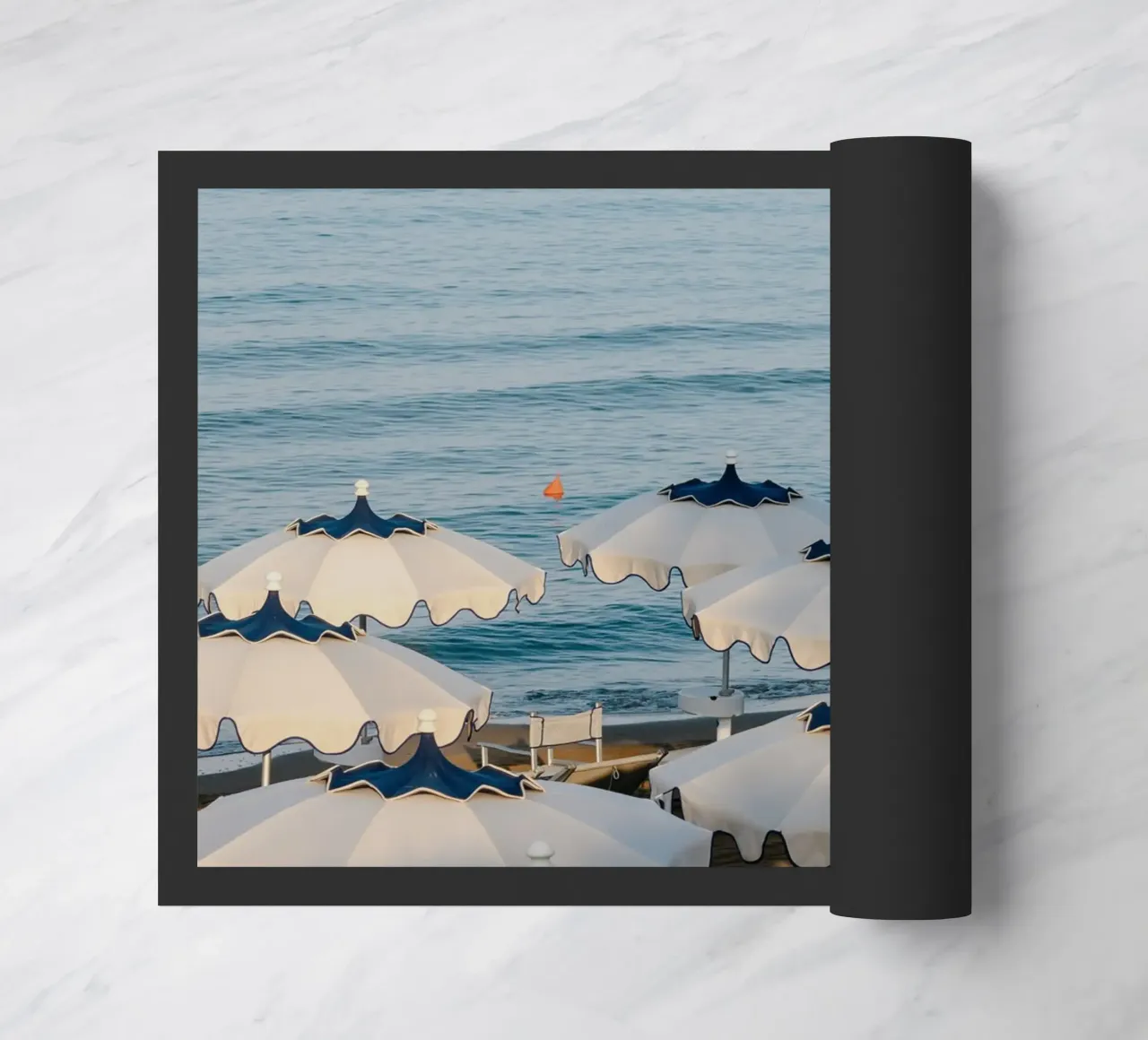 Italian Beach Umbrellas, La Dolce Vita, Summer in Europe doormat by TheTravelClub