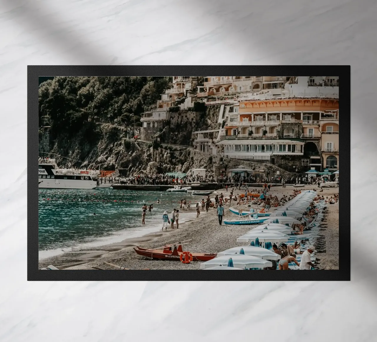 Positano Italy Print, Amalfi Coast La Dolce Vita Italian art doormat by TheTravelClub