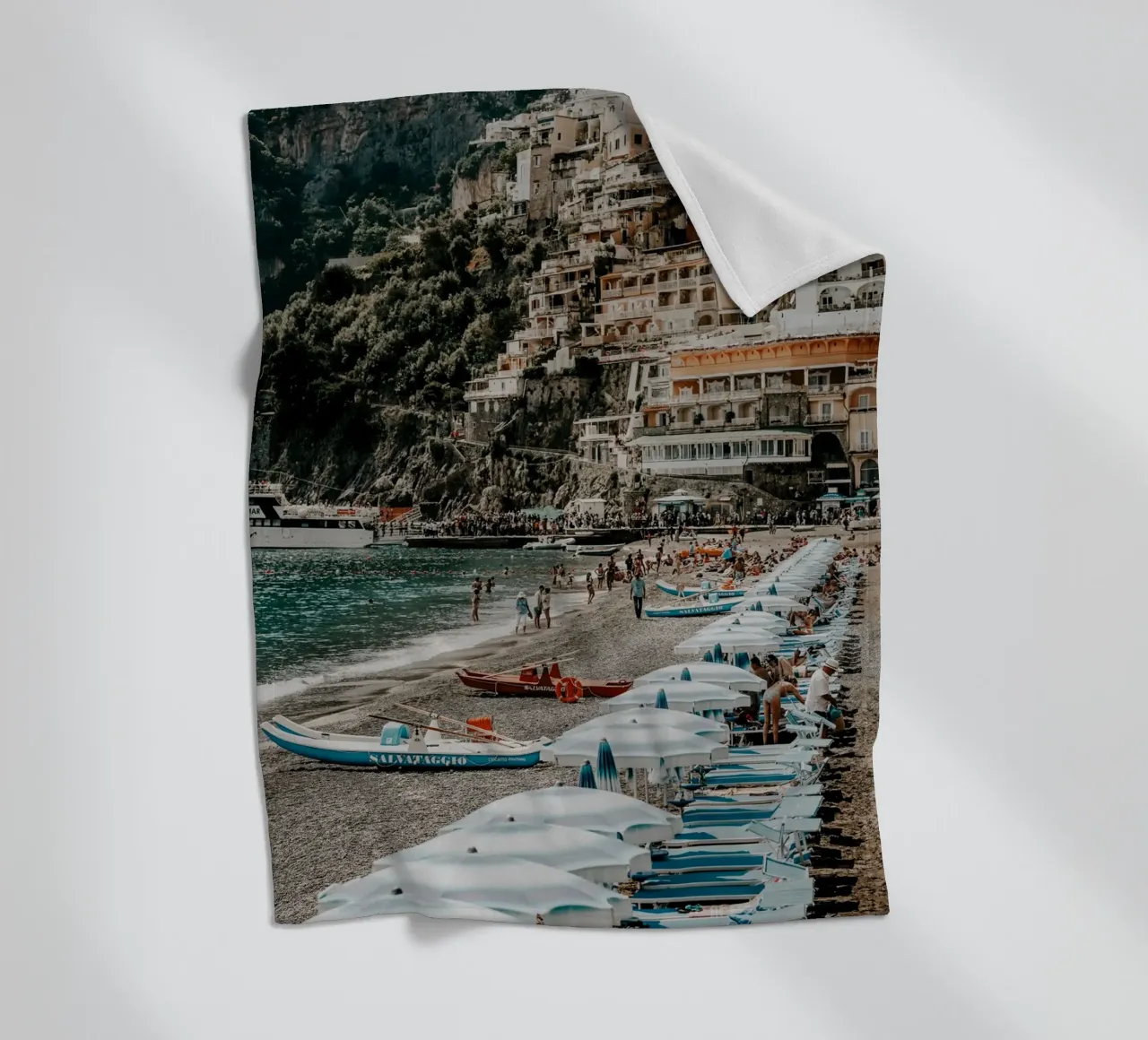 Positano Italy Print, Amalfi Coast La Dolce Vita Italian art fleece blanket by TheTravelClub