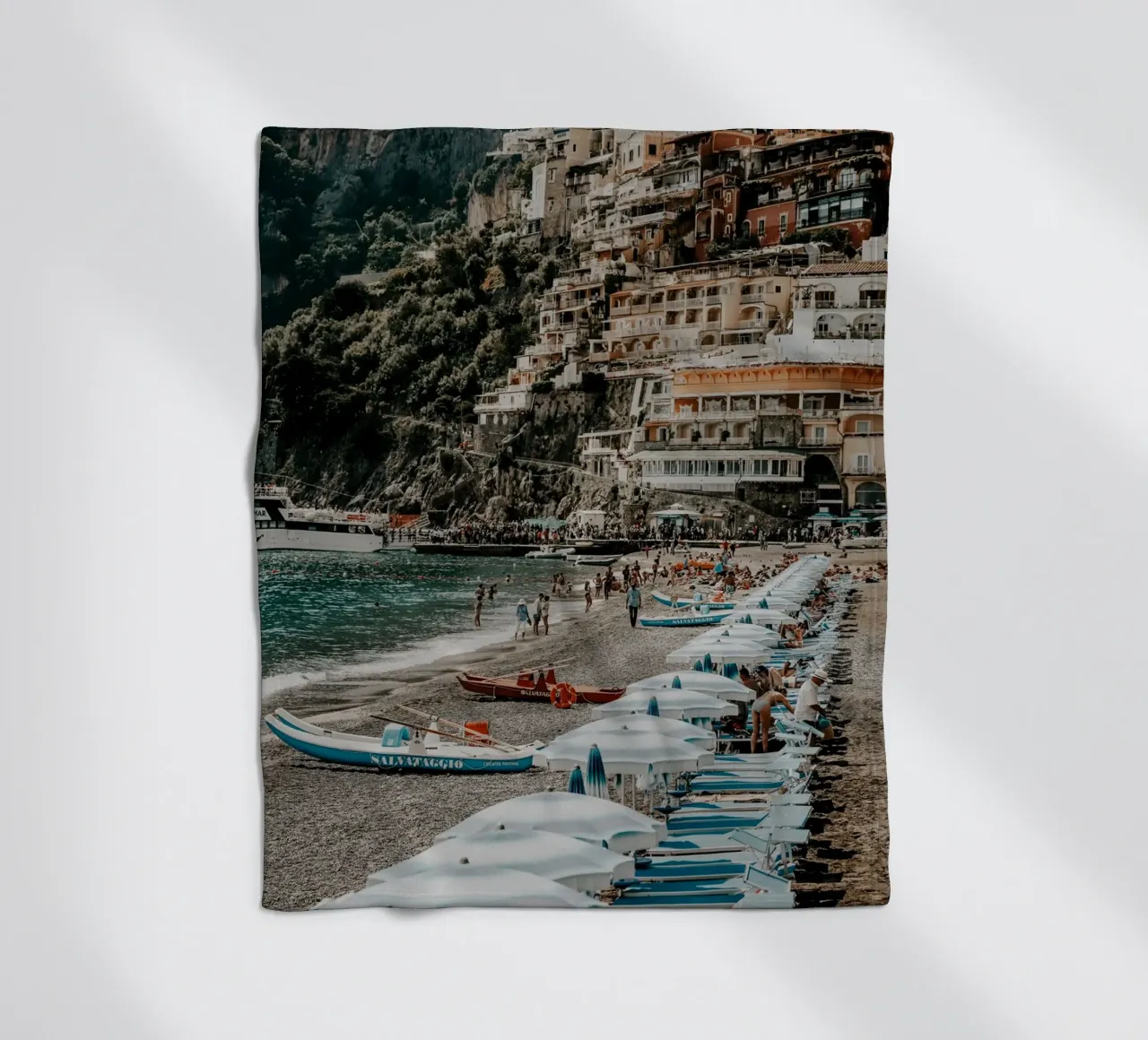 Positano Italy Print, Amalfi Coast La Dolce Vita Italian art fleece blanket by TheTravelClub