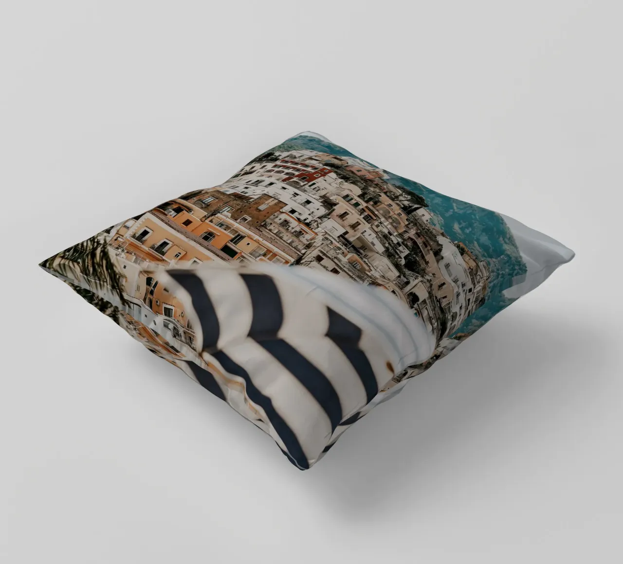 Positano Amalfi Coast Beach, Italian Wall Art Travel Poster decorative cushion by TheTravelClub