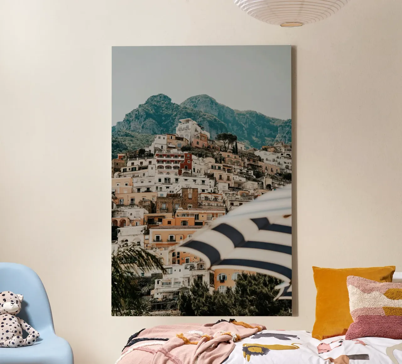 Positano Amalfi Coast Beach, Italian Wall Art Travel Poster canvas by TheTravelClub