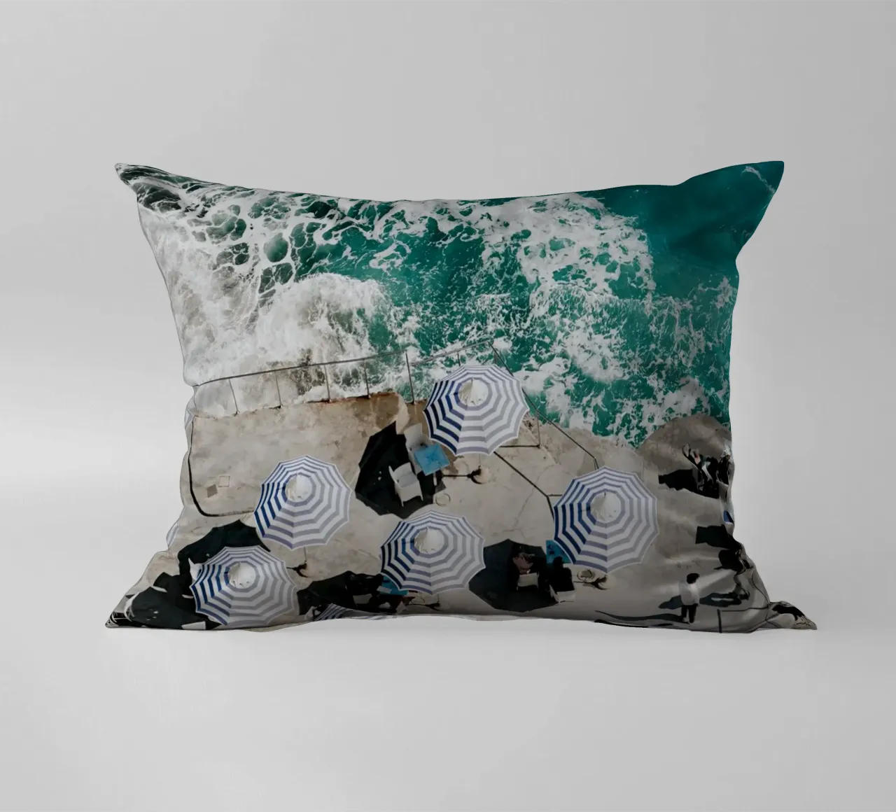 Beach Club, French Riviera, Travel Print, Europe Summer decorative cushion by TheTravelClub