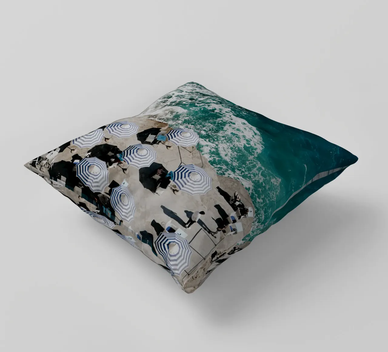 Beach Club, French Riviera, Travel Print, Europe Summer decorative cushion by TheTravelClub