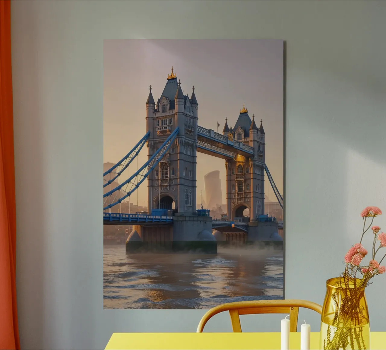 Tower Bridge in Morning Mist alluminio dibond da AlbertKlee