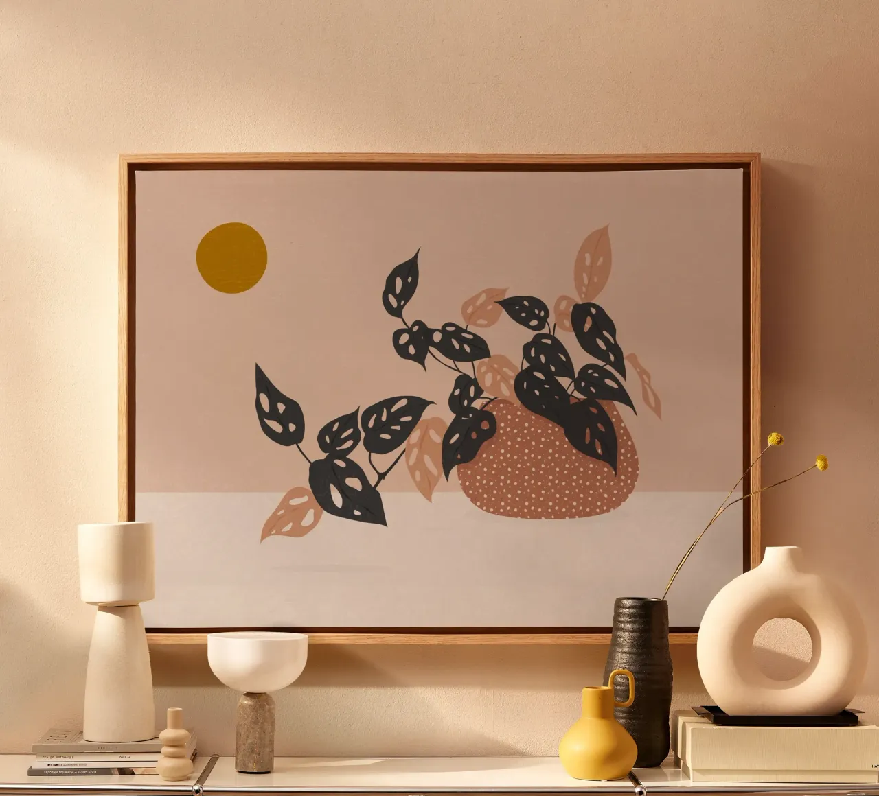 Botanische VI: Apenmaskerplant canvas met Baklijst van kookiepixel