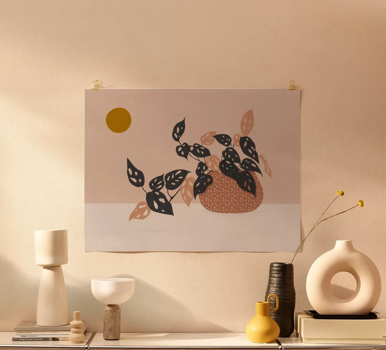 VI botanica: pianta della maschera di scimmia poster con telaio in alluminio da kookiepixel