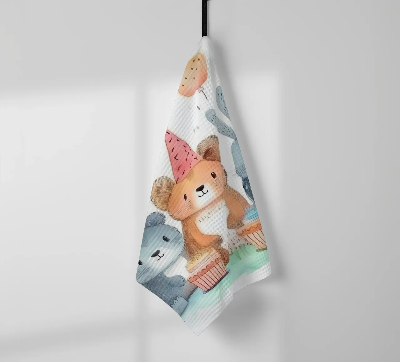 Schattig verjaardagsfeestje met dieren - Whimsical Nursery Print theedoek van HoneyDesignsByK